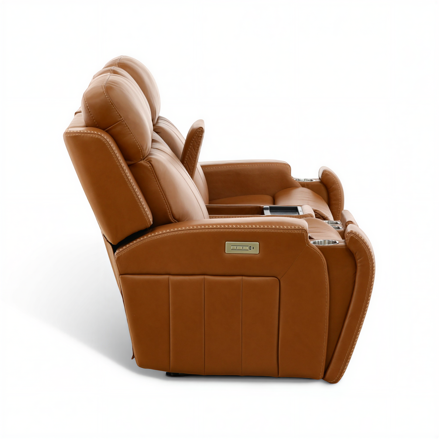 Hampton Leather Home Theater Console Loveseat