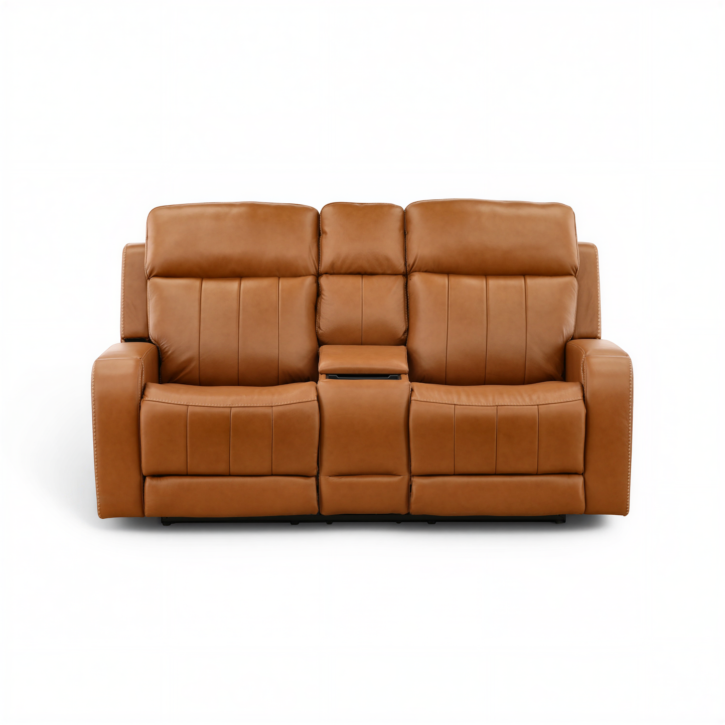 Hampton Leather Home Theater Console Loveseat