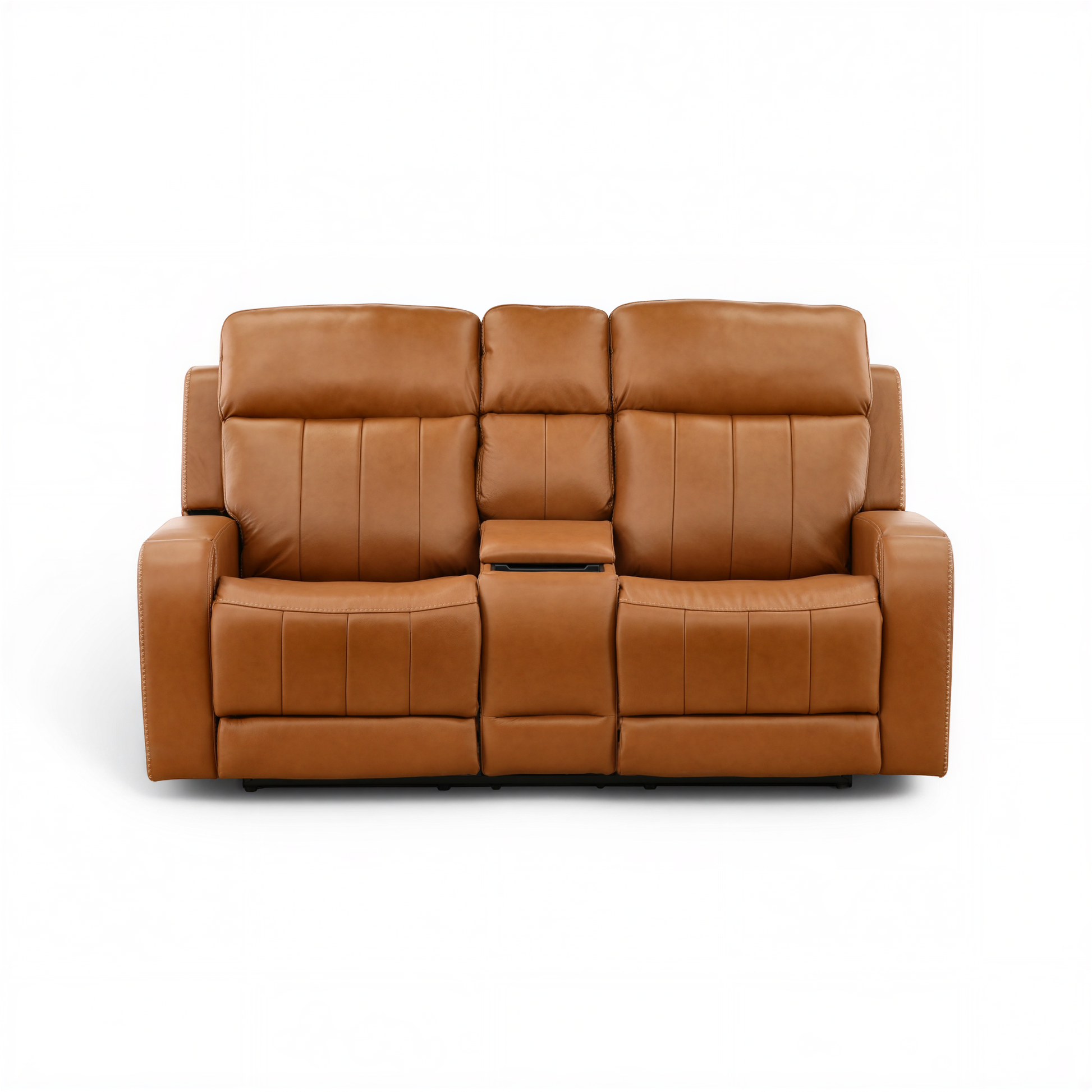 Hampton Leather Home Theater Console Loveseat