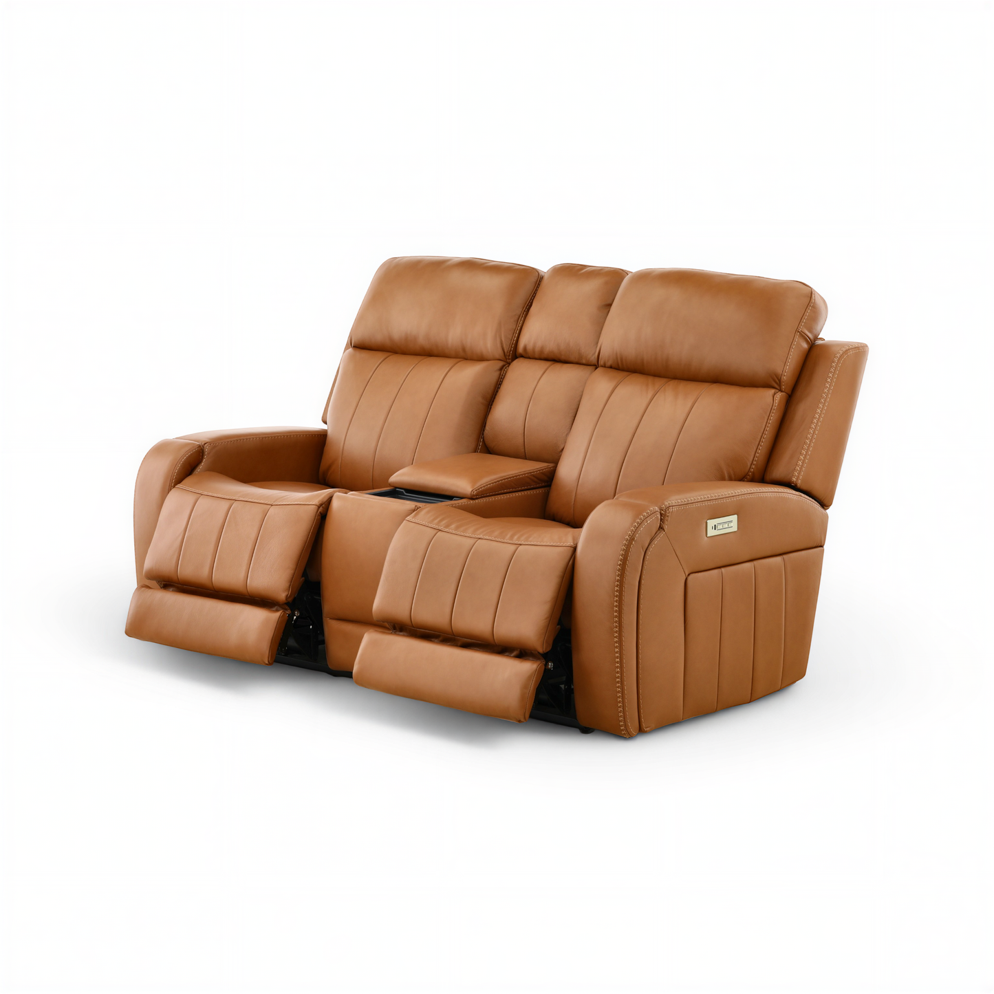 Hampton Leather Home Theater Console Loveseat