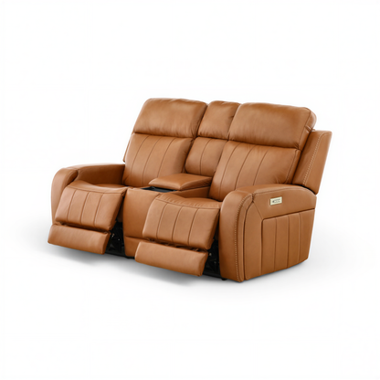 Hampton Leather Home Theater Console Loveseat