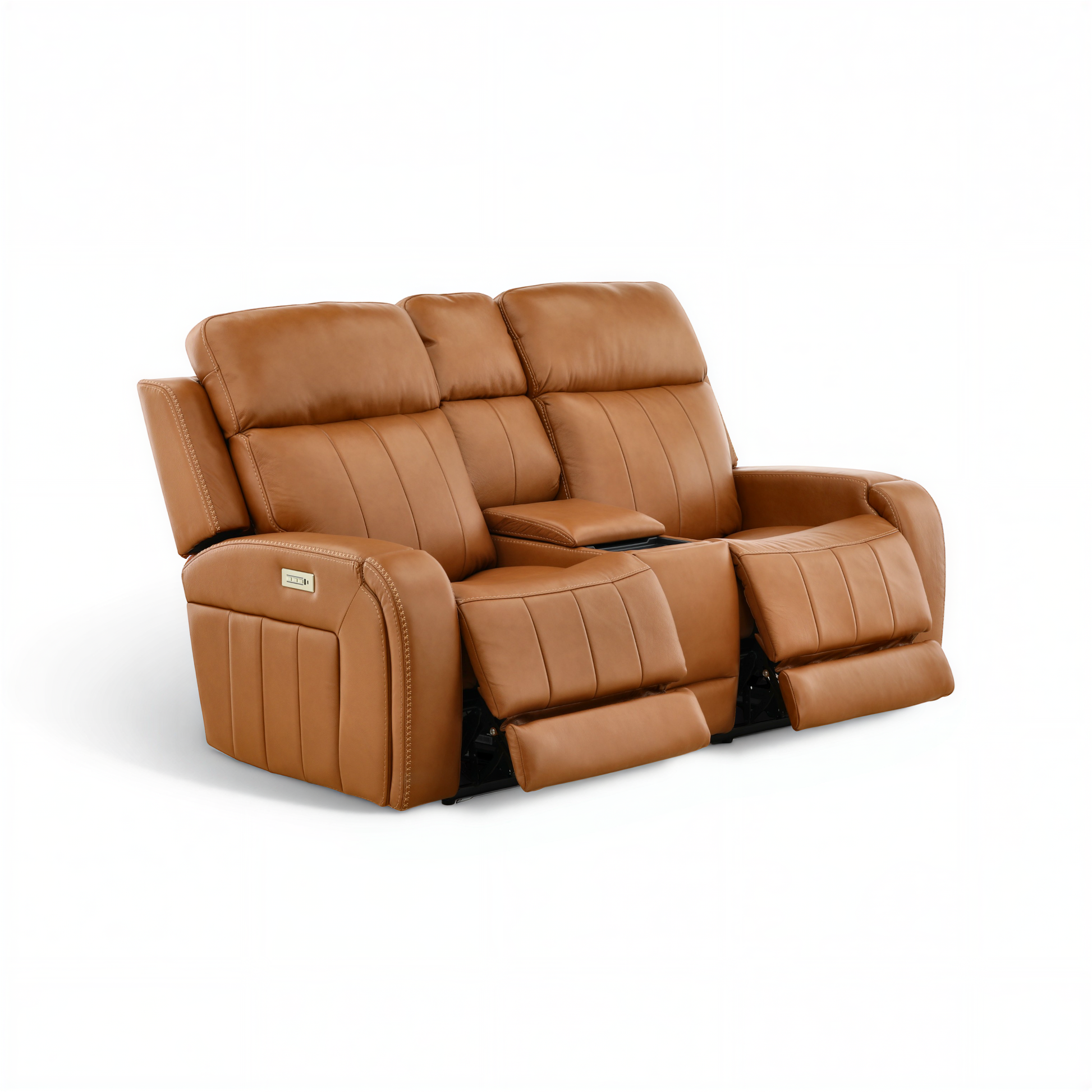 Hampton Leather Home Theater Console Loveseat