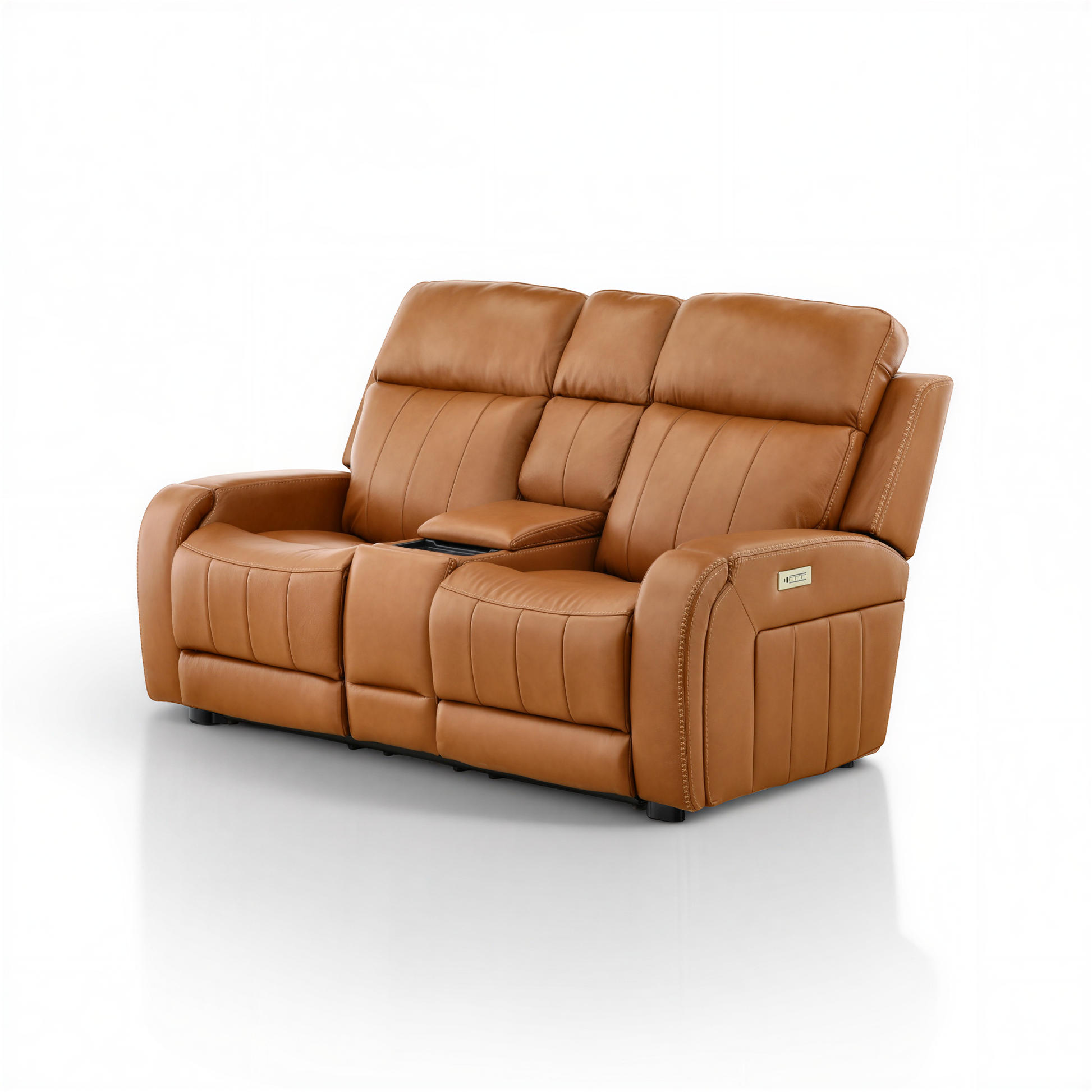 Hampton Leather Home Theater Console Loveseat