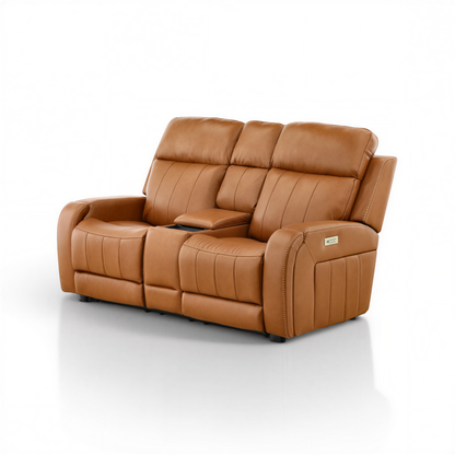 Hampton Leather Home Theater Console Loveseat