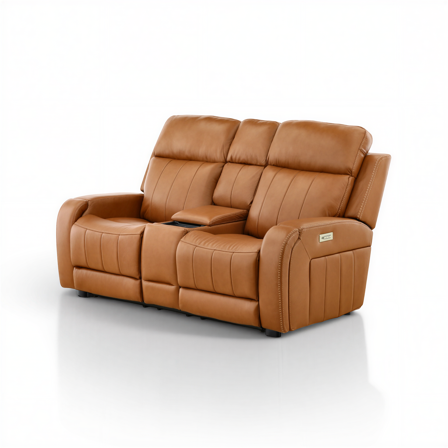Hampton Leather Home Theater Console Loveseat
