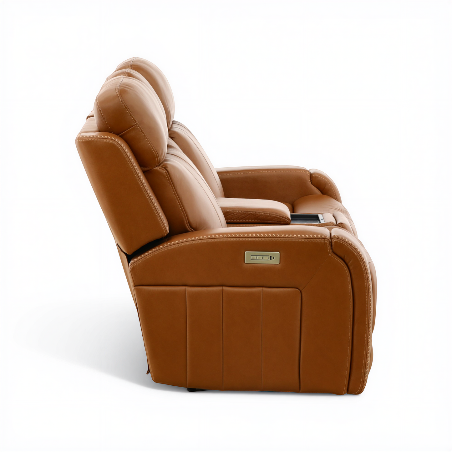 Hampton Leather Home Theater Console Loveseat