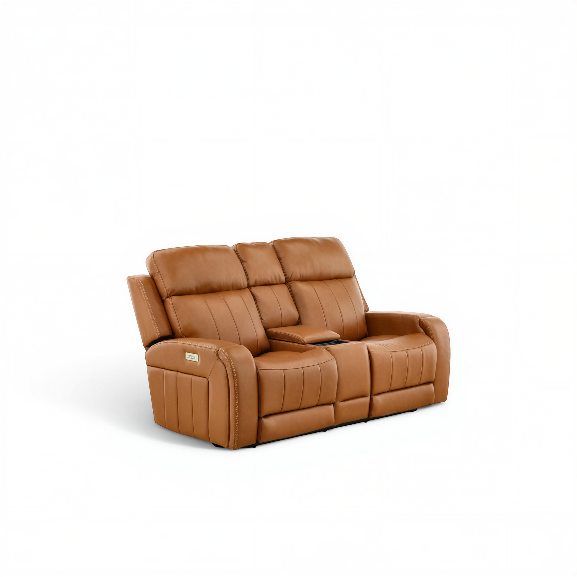Hampton Leather Home Theater Console Loveseat