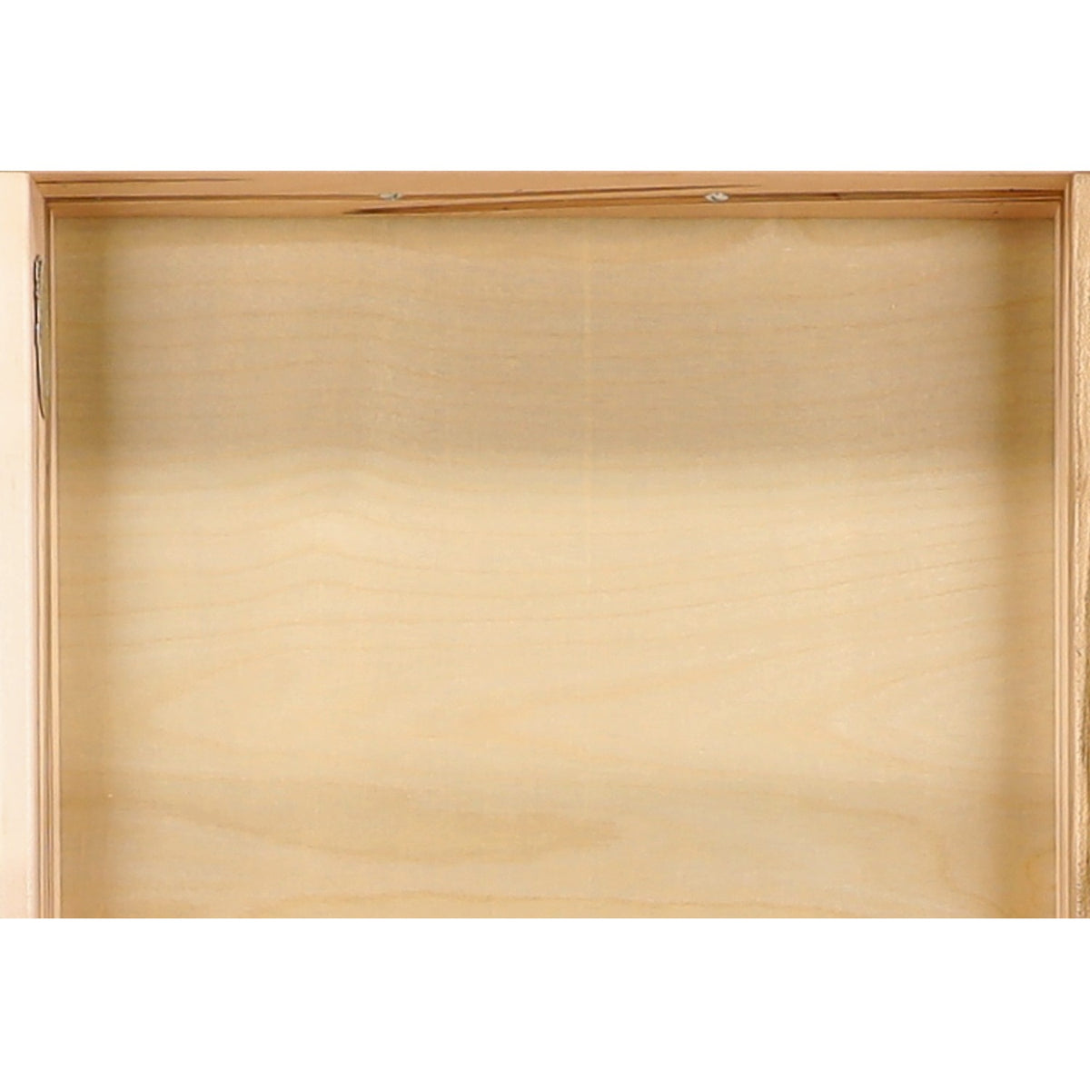 Wood nightstand interior panel with smooth light finish