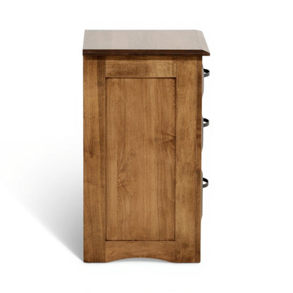 Wood nightstand back panel with side hinges and metal latch hardware