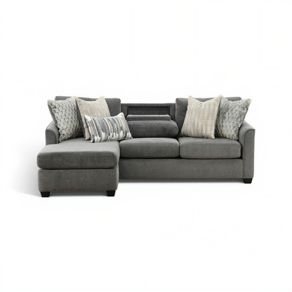 Forte Sofa Chaise with Drop-Down Table Charcoal