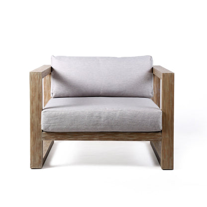 Paradise Outdoor Light Eucalyptus Wood Lounge Chair with Gray Cushions