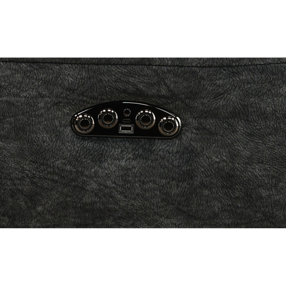Dark gray center console panel with circular controls and button switches