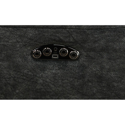 Dark gray center console panel with circular controls and button switches