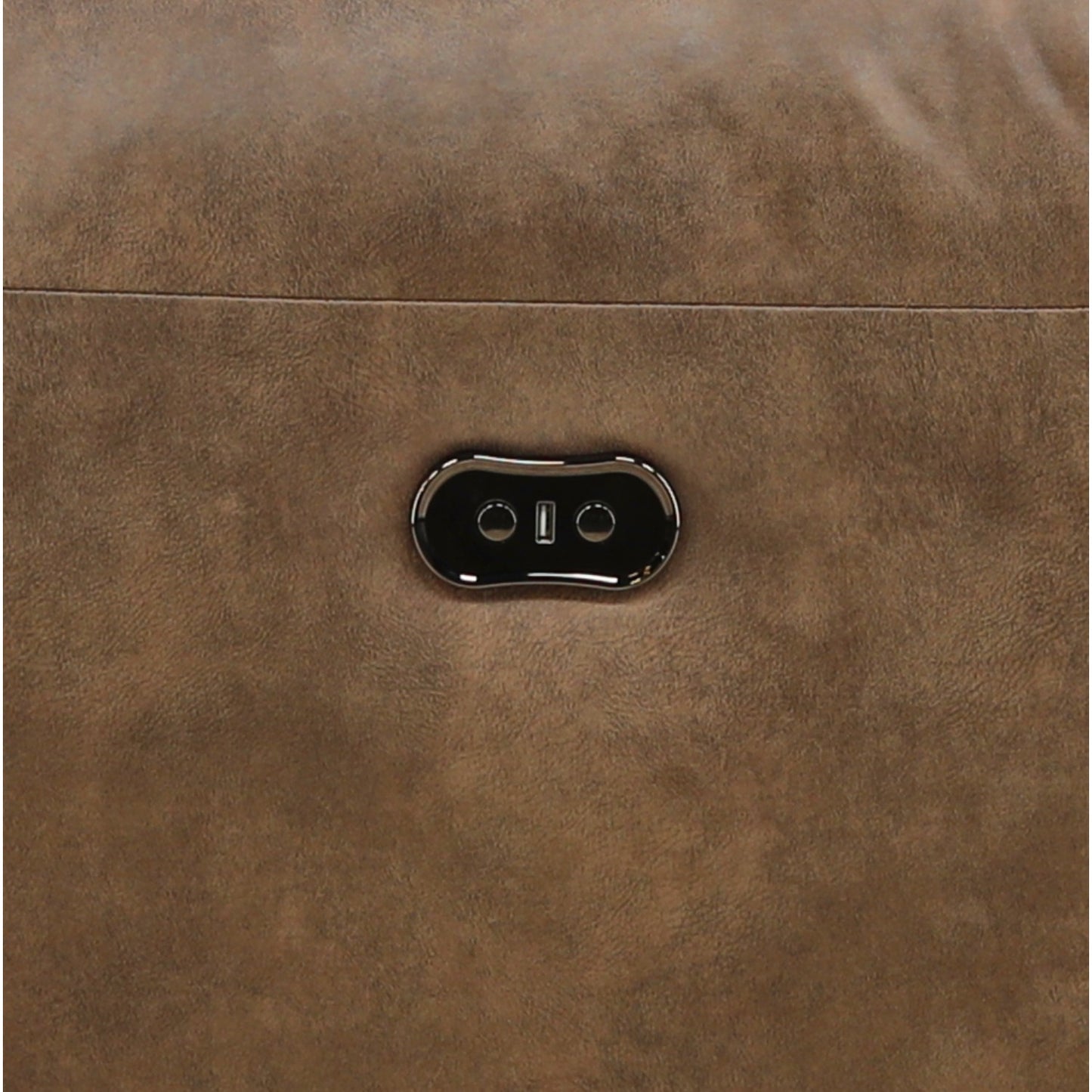 Brown loveseat power control switch panel with glossy black buttons