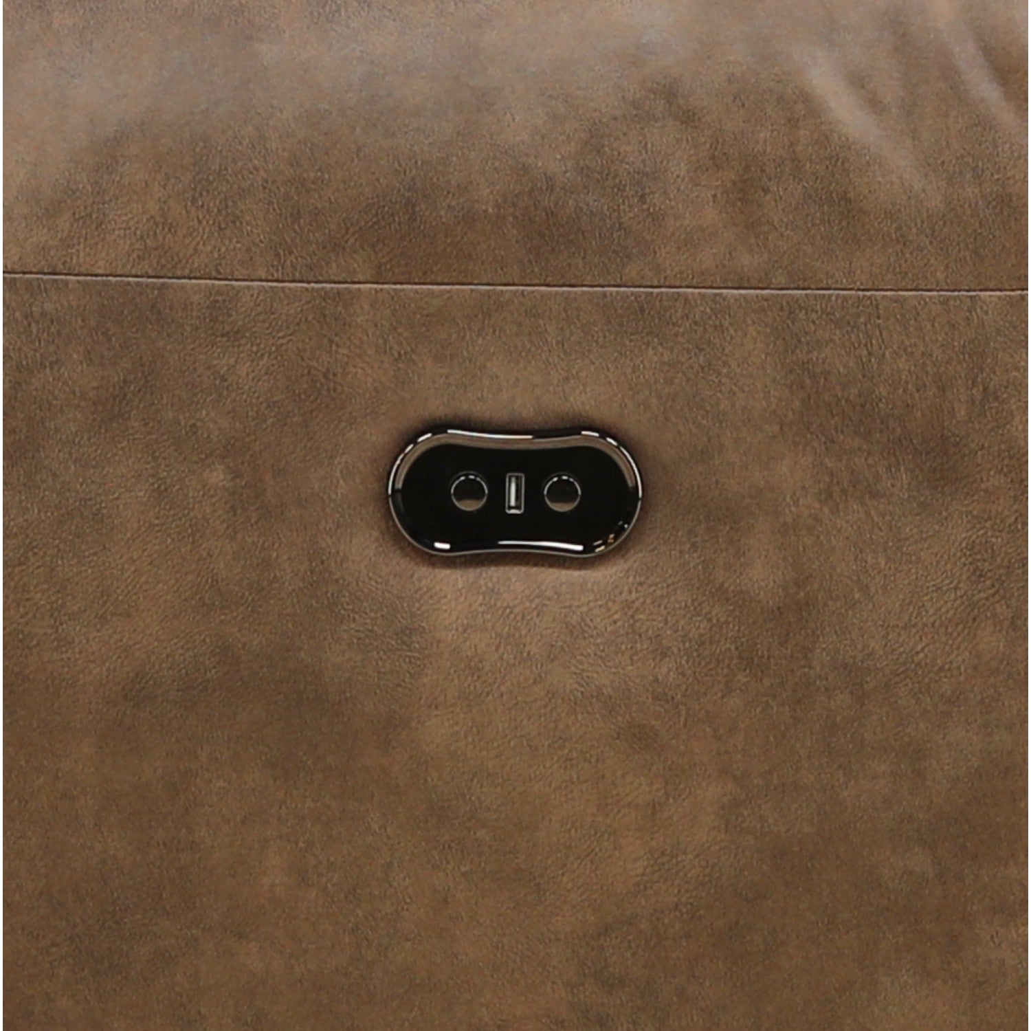 Brown loveseat power control switch panel with glossy black buttons