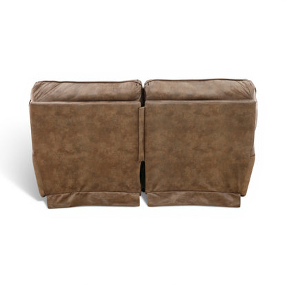 Brown power reclining loveseat back view with two seat backs
