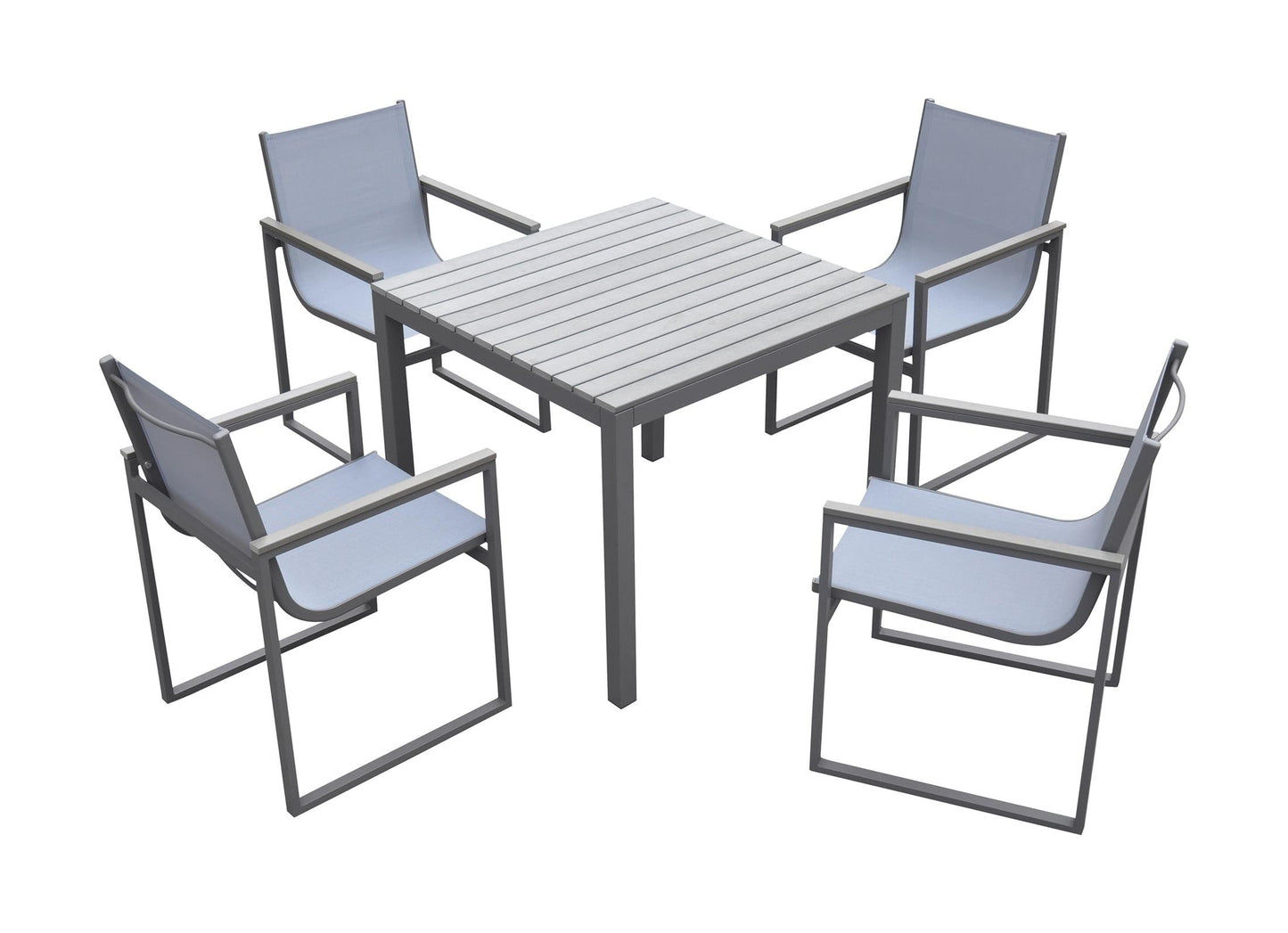 Bistro Dining Set Gray Powder Coated Finish (Table with 4 chairs)