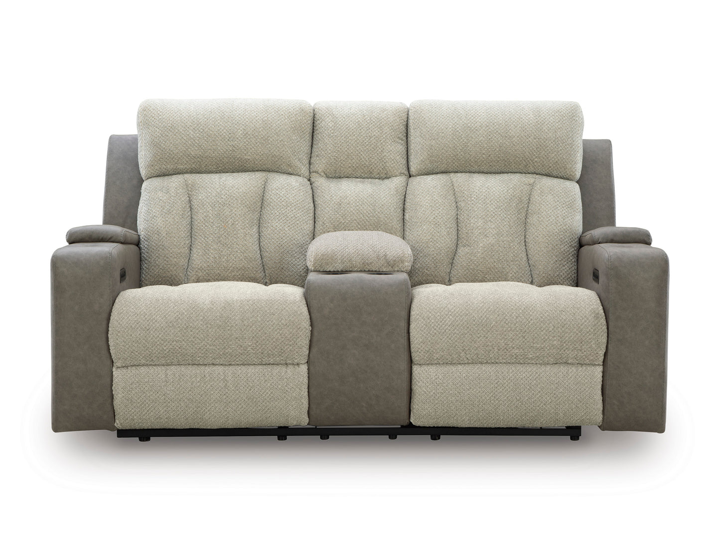Stately Check Power Reclining Console Loveseat
