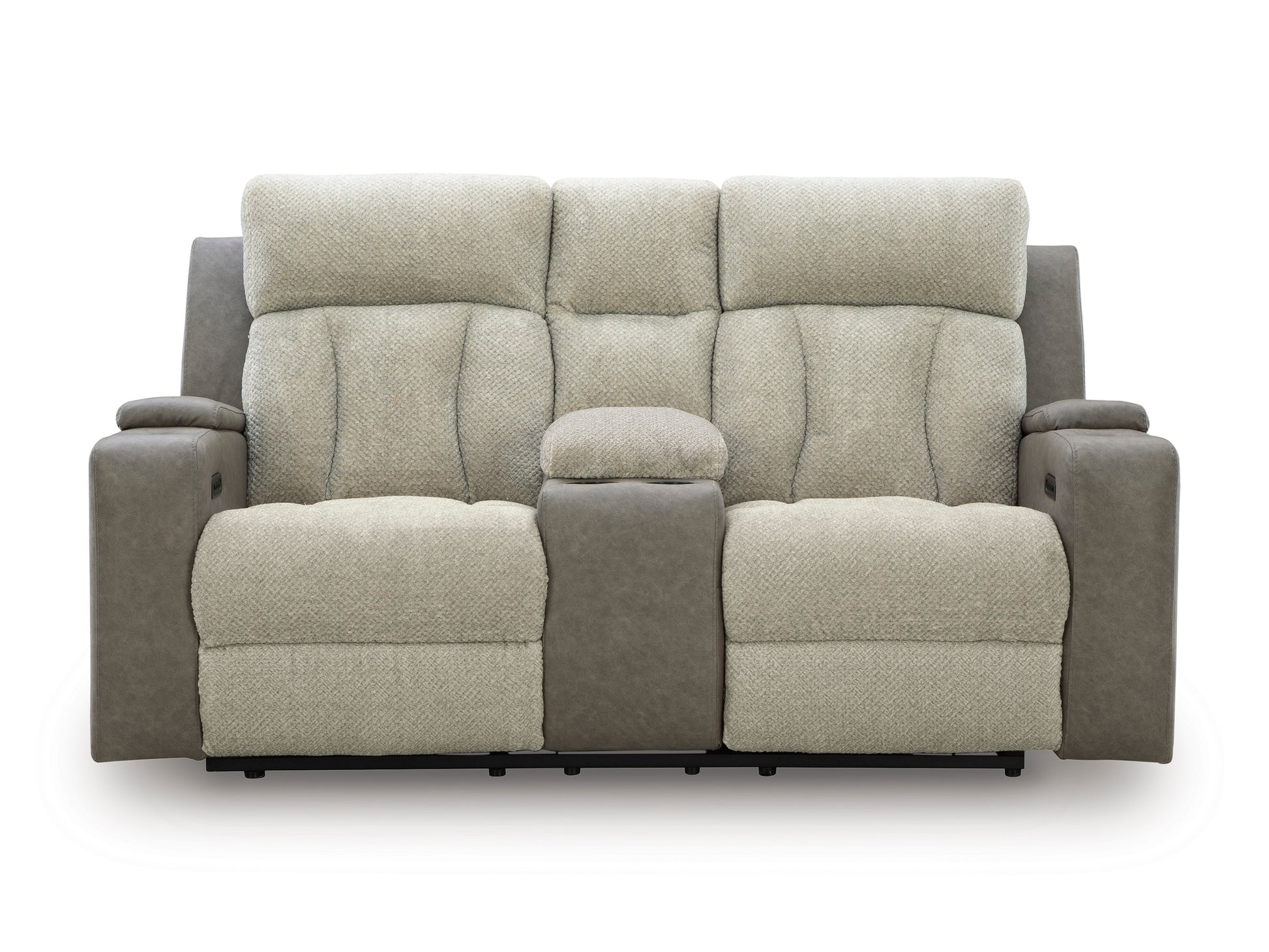Stately Check Power Reclining Console Loveseat