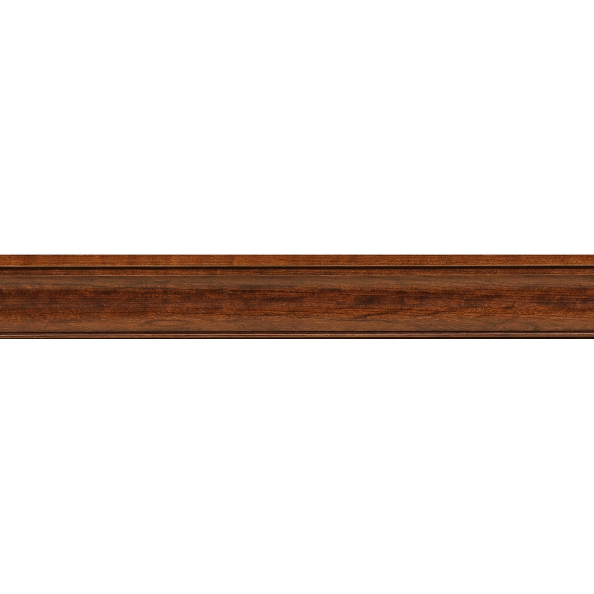 Dark wood mirror frame molding, top edge detail