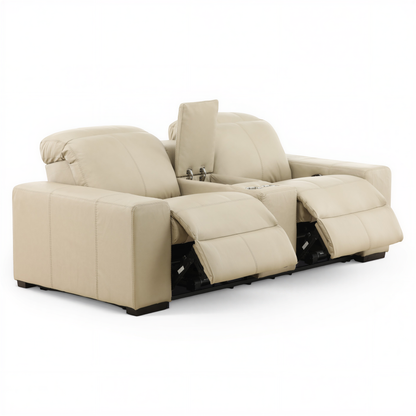 Evren Power Leather Console Loveseat