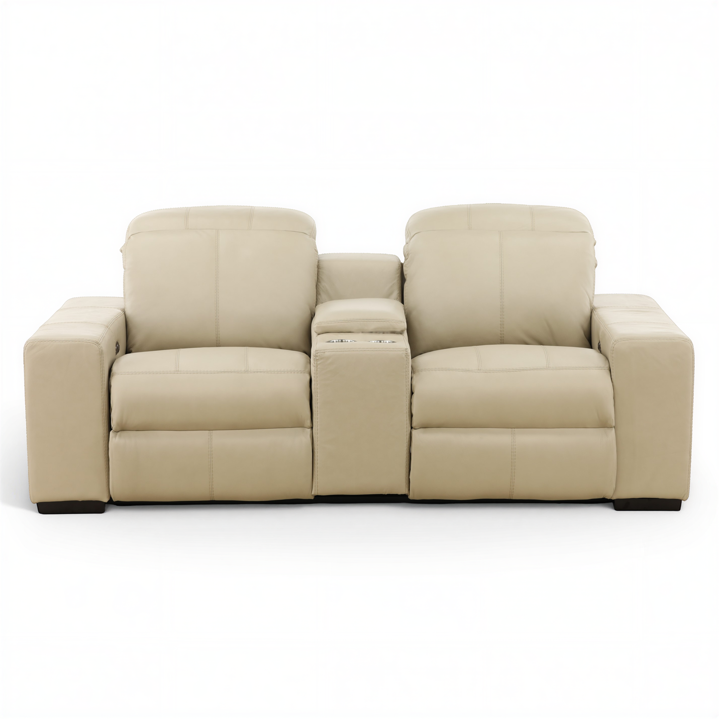 Evren Power Leather Console Loveseat Smoke