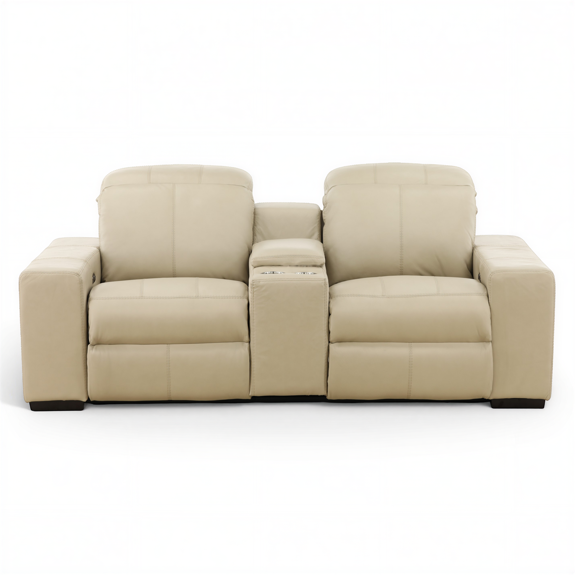 Evren Power Leather Console Loveseat Smoke