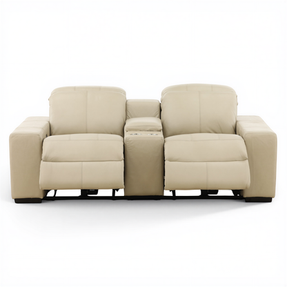 Evren Power Leather Console Loveseat