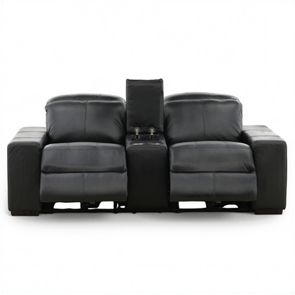 Evren Power Leather Console Loveseat