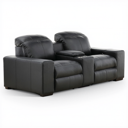 Evren Power Leather Console Loveseat
