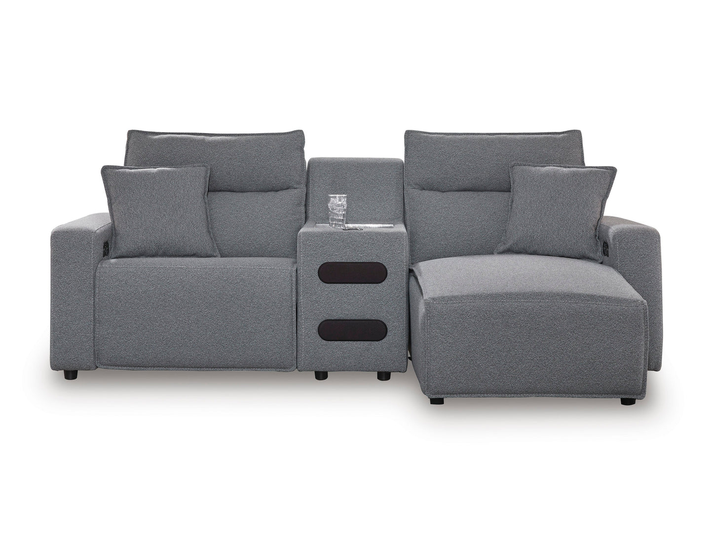 Ashley ModMax II 3-Piece Next-Gen Nuvellaâ„¢ Performance Fabric Dual Power Reclining Modular Sectional with Chaise and Audio Console Right-Facing
