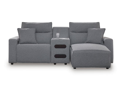 Ashley ModMax II 3-Piece Next-Gen Nuvellaâ„¢ Performance Fabric Dual Power Reclining Modular Sectional with Chaise and Audio Console Right-Facing