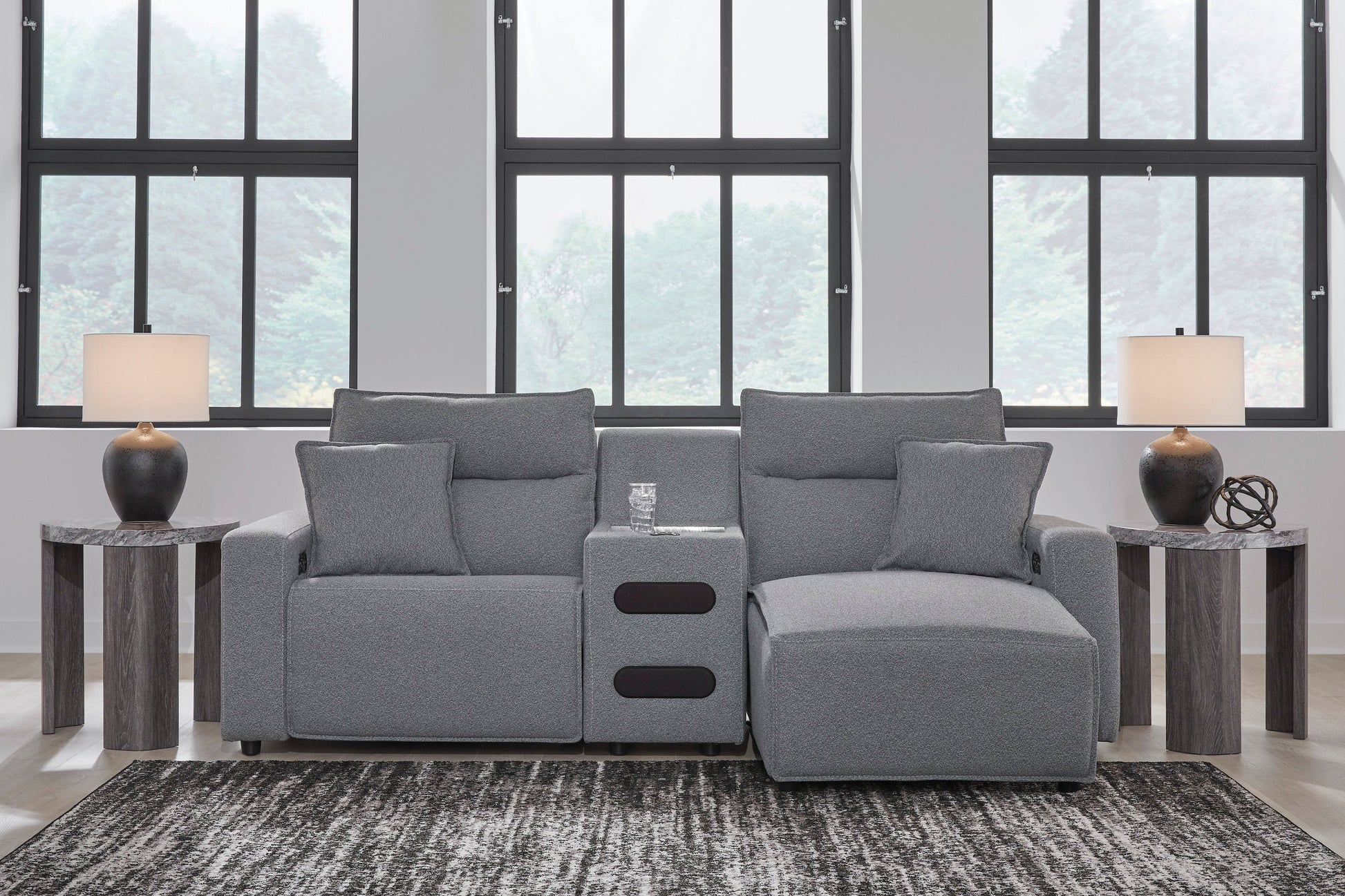 Ashley ModMax II 3-Piece Next-Gen Nuvellaâ„¢ Performance Fabric Dual Power Reclining Modular Sectional with Chaise and Audio Console