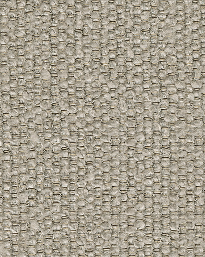 Light beige boucle upholstery fabric close-up with looped textured surface