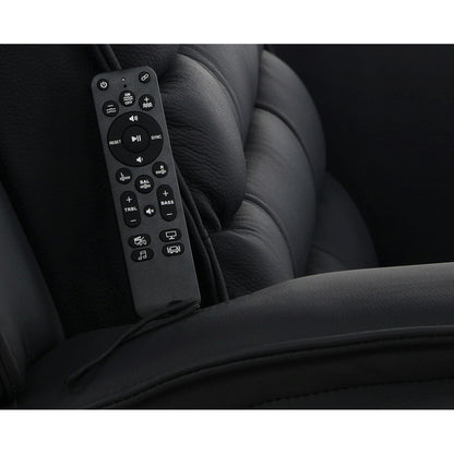 Leather recliner remote control with audio and bass button icons