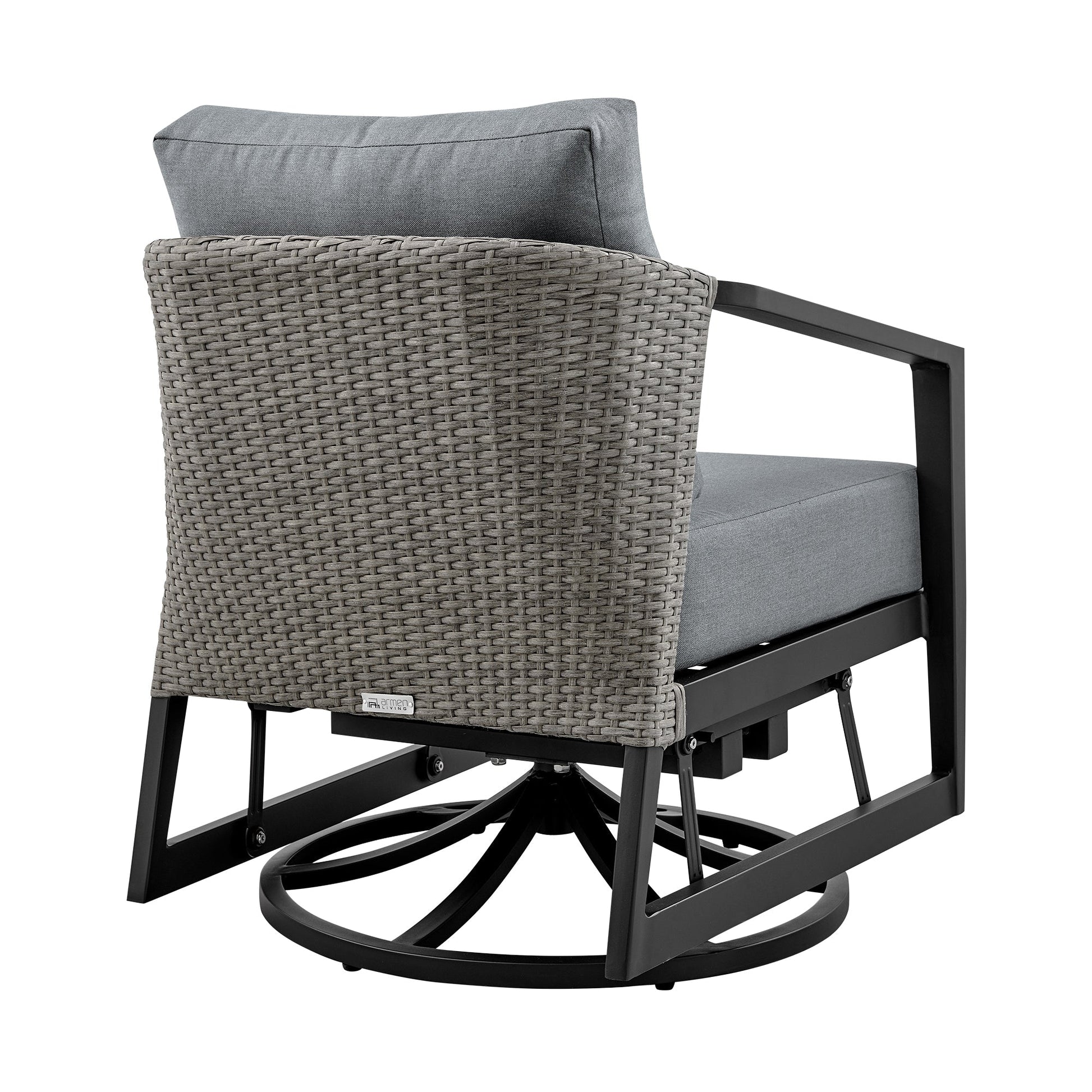 Aileen Outdoor Patio Swivel Lounge Chair in Aluminum with Gray Cushions