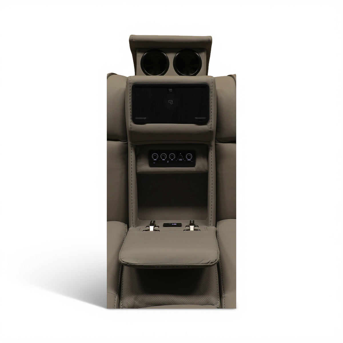 Power reclining console loveseat armrest with cup holders and control panel