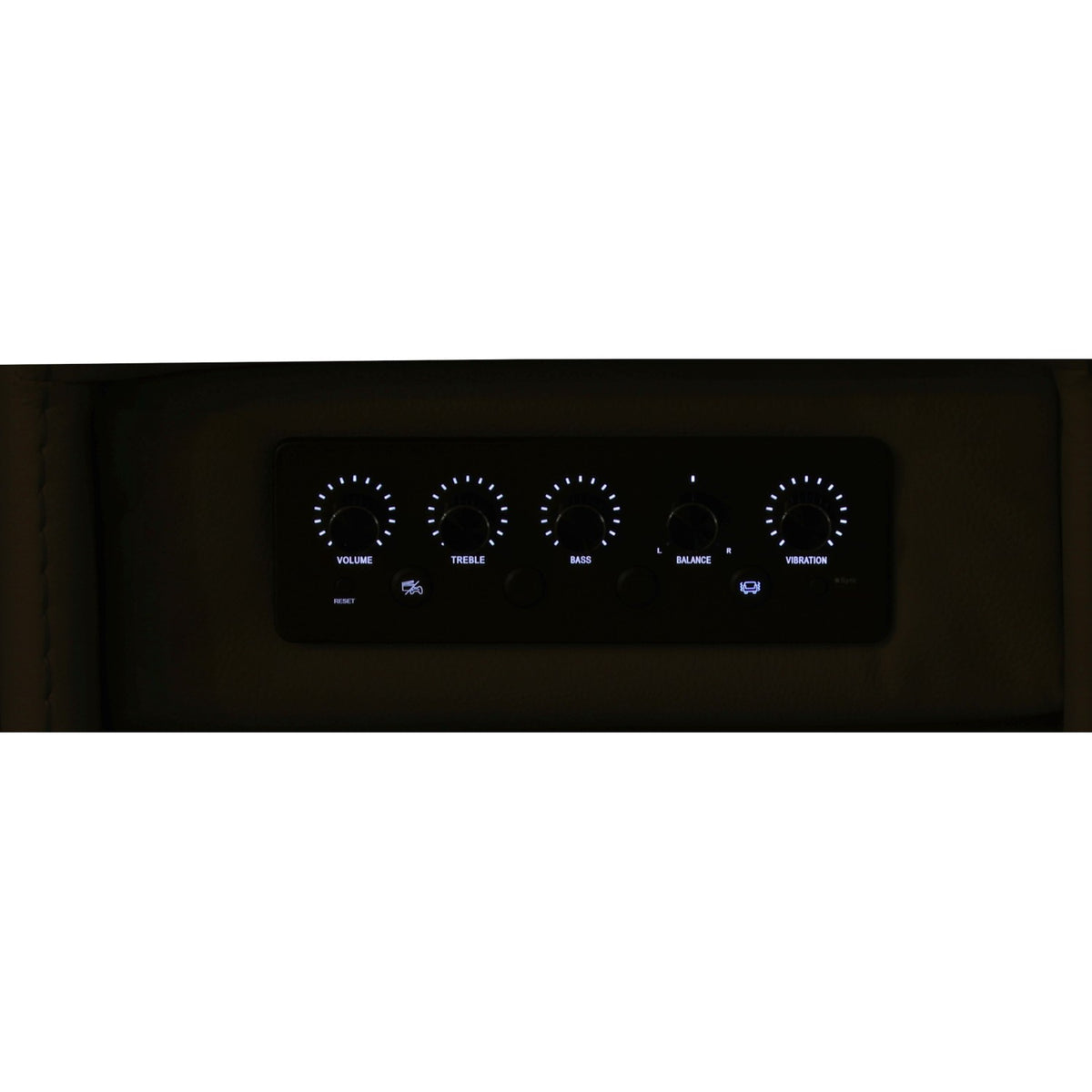 Power reclining console control panel with volume and tone knobs