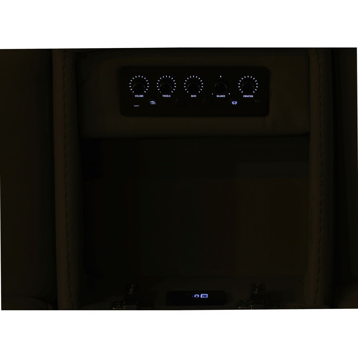 Power reclining console control panel with five illuminated dial knobs