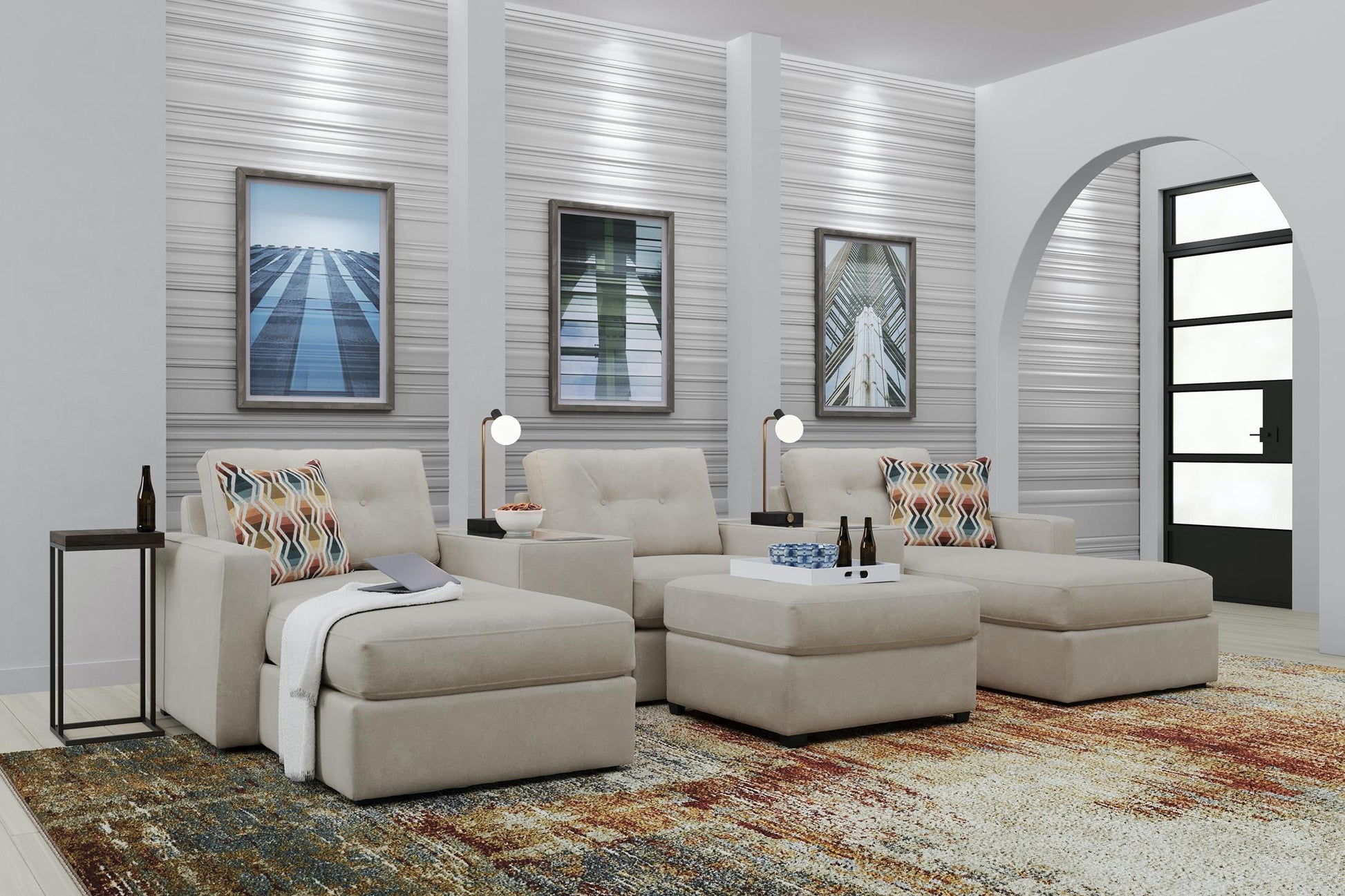 Modular One 5-Piece Theater Sectional with E-Console