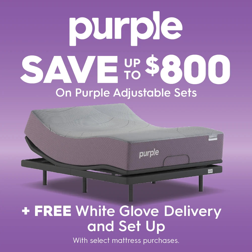 Purple. Save up to $800 on Purple adjustable sets. Plus get free white glove delivery and set up with select mattress purchases.