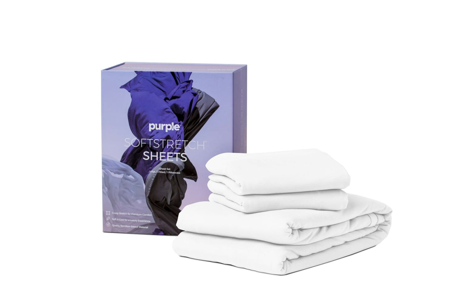 Purple White Soft Stretch Sheets