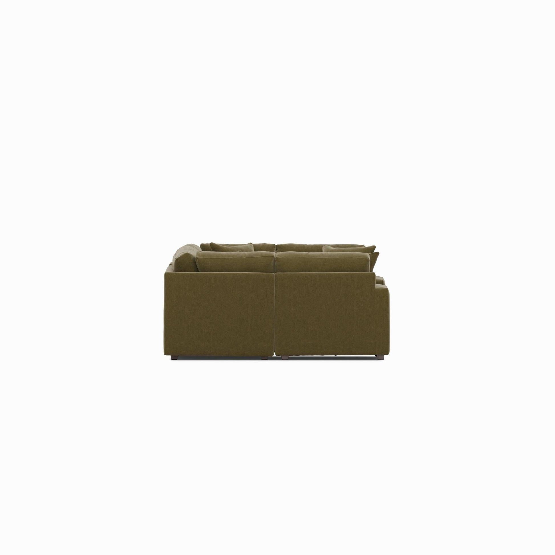 Olive modular sectional sofa corner loveseat with tufted back cushions