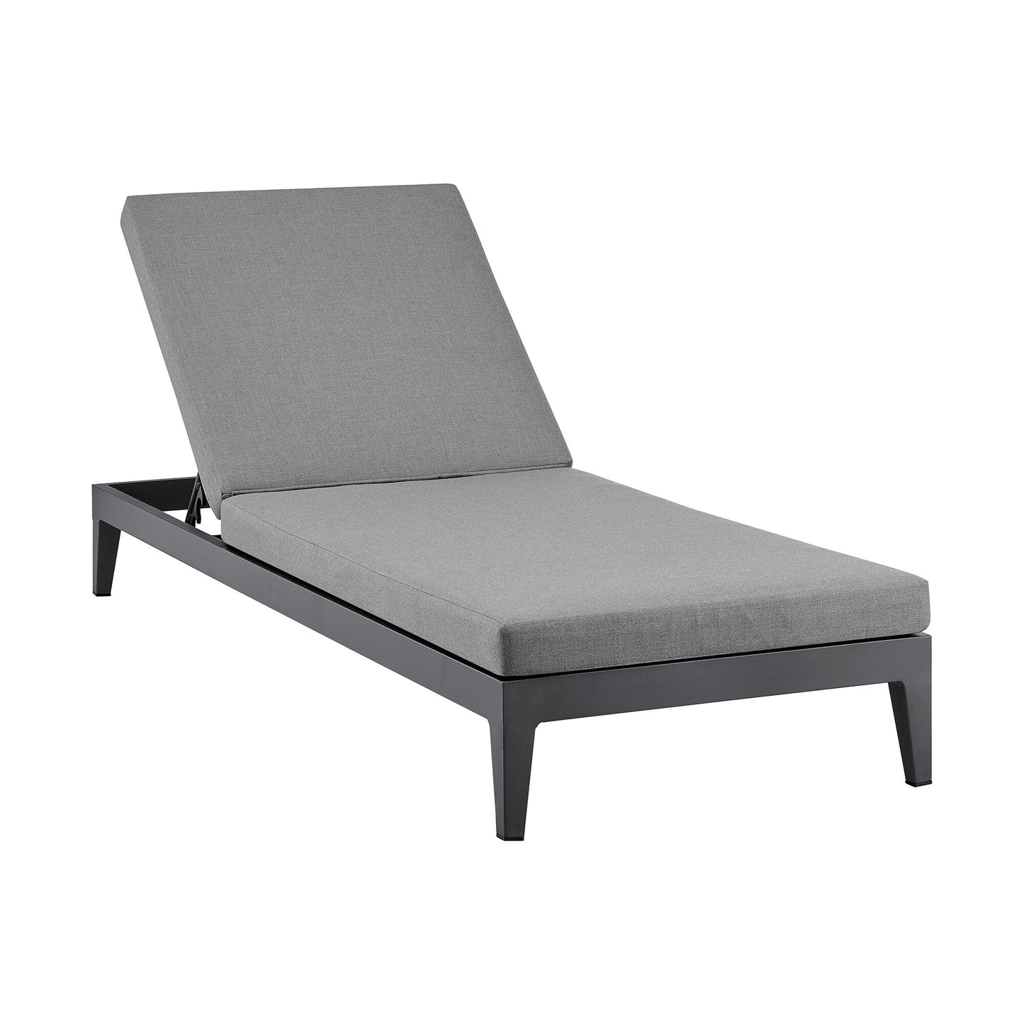 Argiope Outdoor Patio Adjustable Chaise Lounge Chair in Aluminum with Gray Cushions