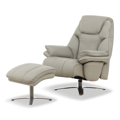 Cayman Leather Power Swivel Chair with Ottoman