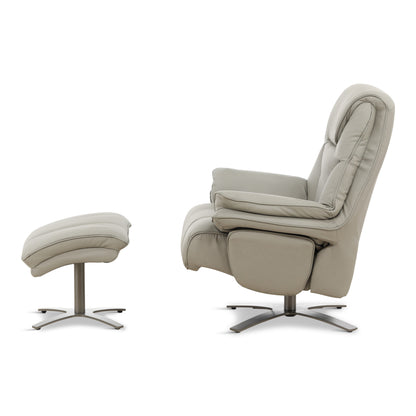 Cayman Leather Power Swivel Chair with Ottoman