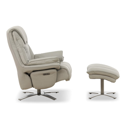 Cayman Leather Power Swivel Chair with Ottoman