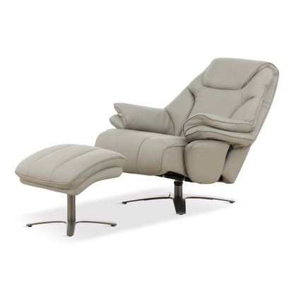 Cayman Leather Power Swivel Chair with Ottoman