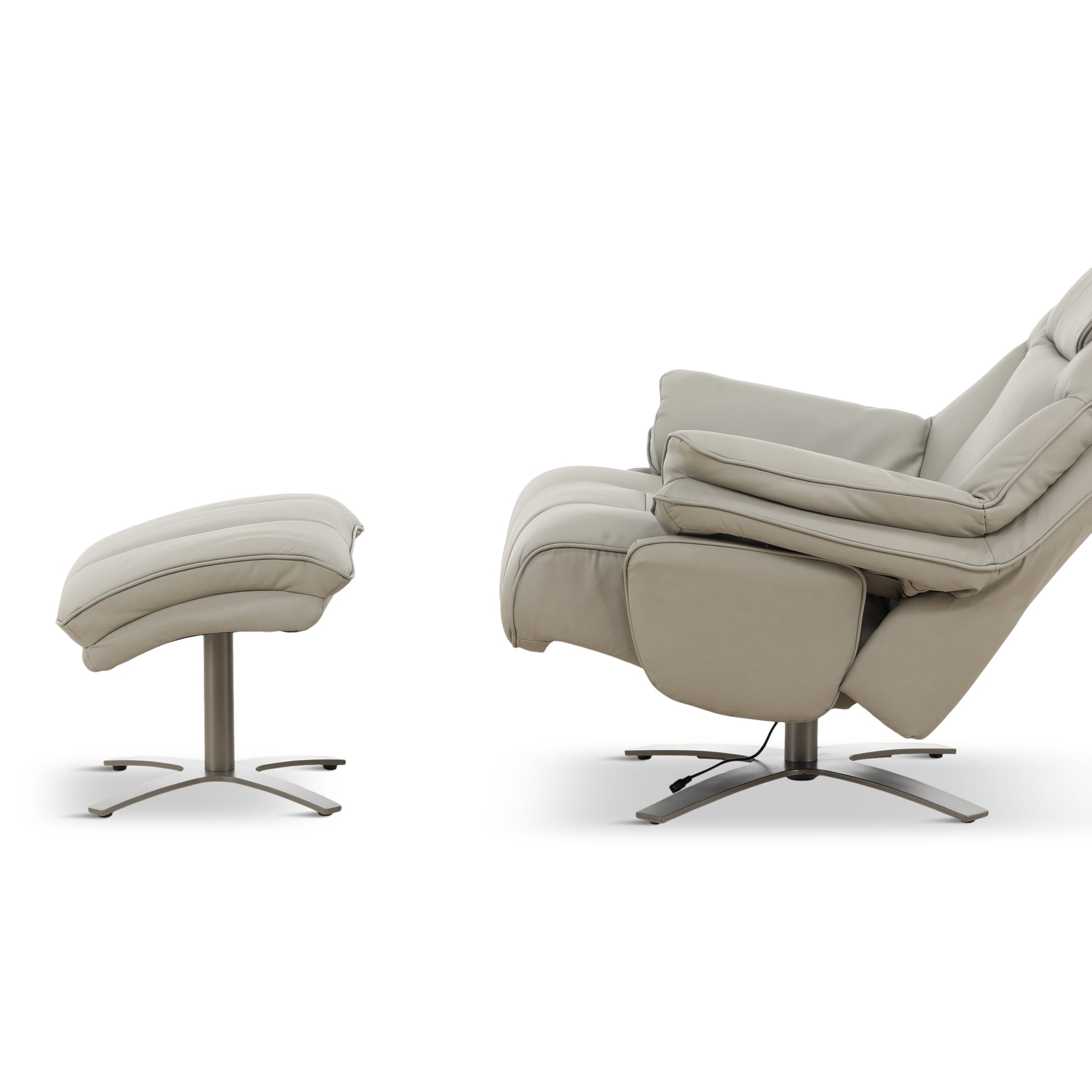 Cayman Leather Power Swivel Chair with Ottoman