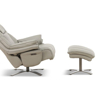 Cayman Leather Power Swivel Chair with Ottoman